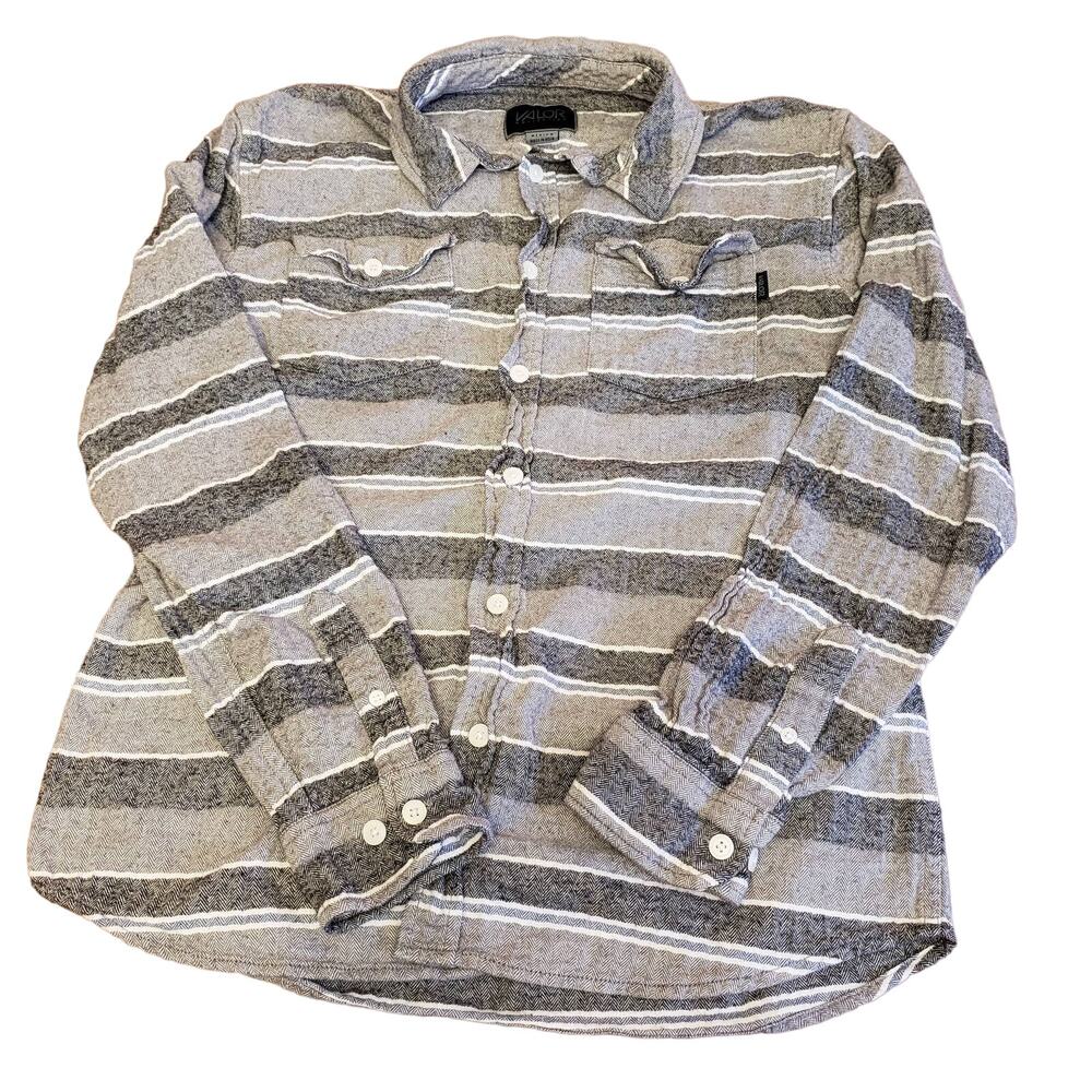 Valor Collective Shirt Mens Medium Flannel Collared Long Sleeve Button Down Grey